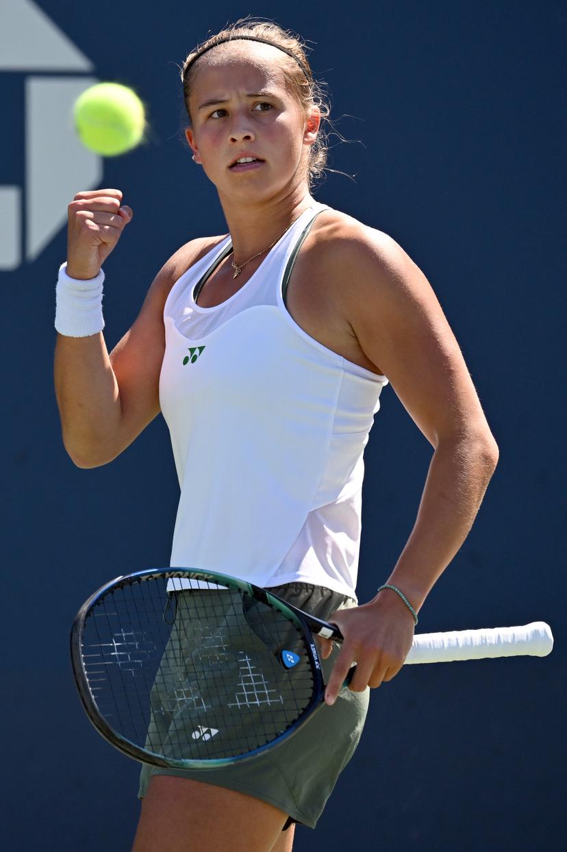 Belgian Hanne Vandewinkel pictured in action during a tennis game against Australian Hon, in the third round of the qualifications for the women's singles of the 2025 US Open Grand Slam tennis tournament in New York City, USA, Friday 22 August 2025. BELGA PHOTO TONY BEHAR