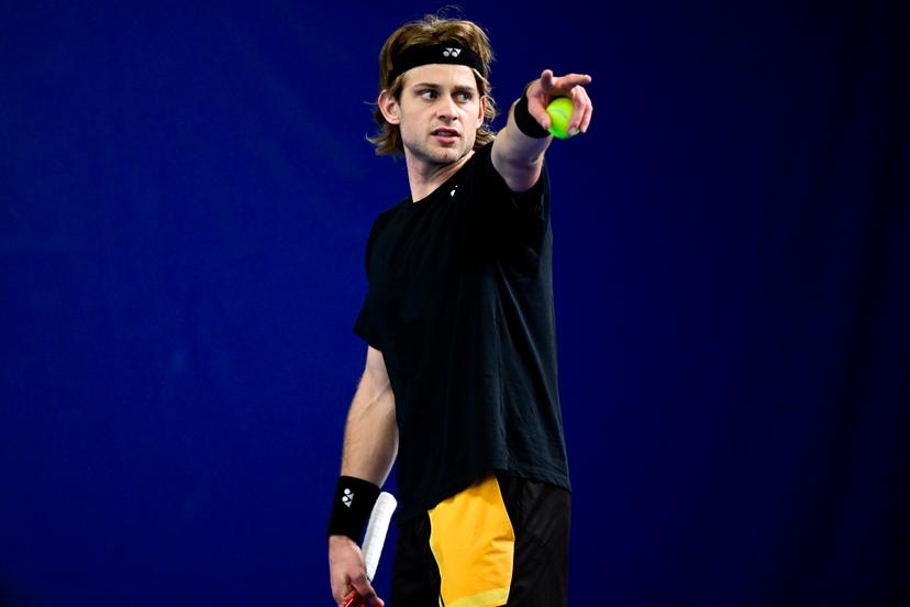 Belgian Zizou Bergs pictured during an open training session of the Belgian Davis Cup team ahead of the Davis Cup Finals (November 18-23), in Wilrijk, on Wednesday 12 November 2025. BELGA PHOTO DIRK WAEM