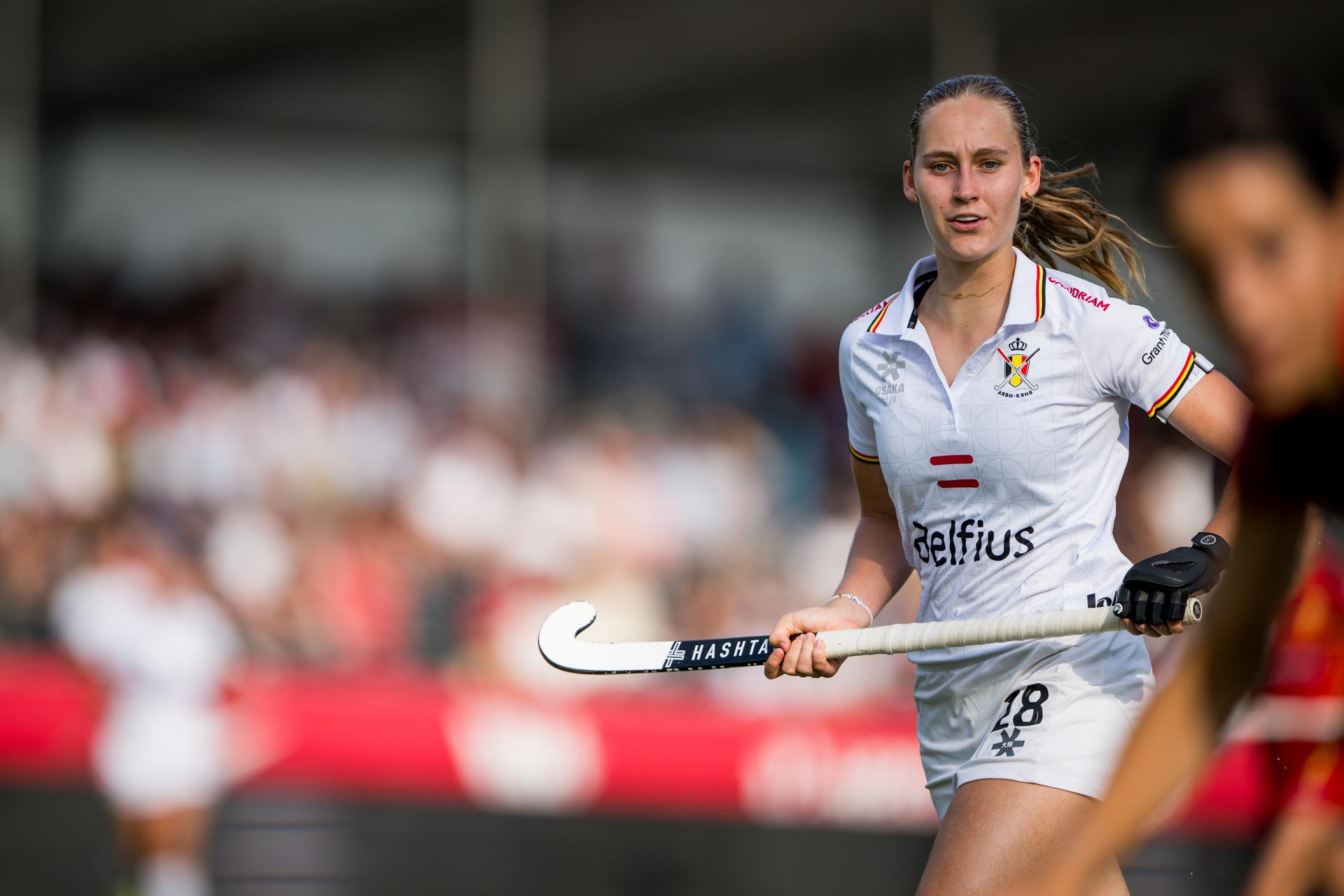 Belgium's Lisa Moors pictured in action during a hockey game between Belgian national team Red Panthers and Spain, match 11/16 in the group stage of the 2025 women's FIH Pro League, Tuesday 17 June 2025 in Antwerp. BELGA PHOTO JASPER JACOBS
