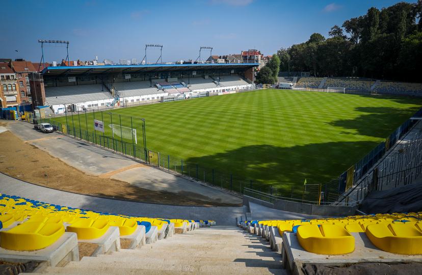 Illustration shows  the newly renovated 'Stade Joseph-Marien - Joseph Marienstadion' stadium of Belgian 1b soccer team Royale Union Saint-Gilloise at the Dudenpark - Parc Duden in Brussels, Tuesday 17 July 2018. BELGA PHOTO VIRGINIE LEFOUR
