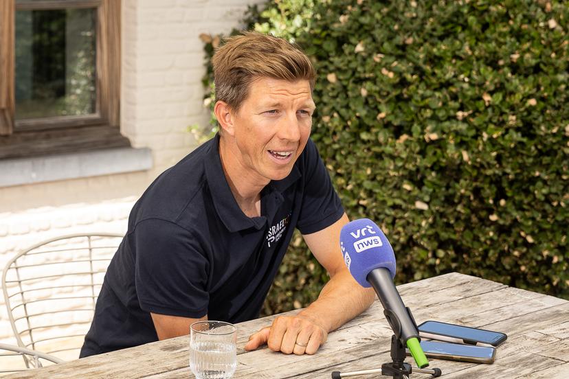 Belgian Sep Vanmarcke of Israel-Premier Tech pictured during a press conference at Vanmarcke's home, in Anzegem, Friday 07 July 2023. 34-year-old Vanmarcke announced he is forced to end his professional cycling career due to heart problems. BELGA PHOTO JAMES ARTHUR GEKIERE