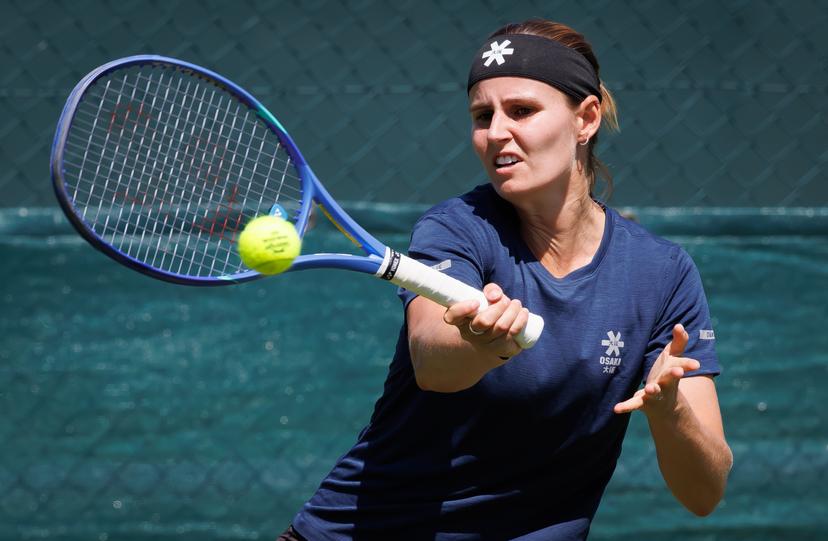 Belgian Greet Minnen pictured during a training session the 2025 Wimbledon grand slam tennis tournament at the All England Tennis Club, in south-west London, Britain, Friday 27 June 2025. BELGA PHOTO BENOIT DOPPAGNE