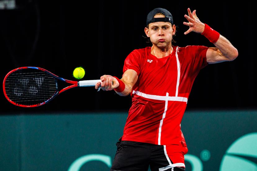 Belgian Zizou Bergs pictured in action duringa a tennis match between Belgian Bergs and Australian De Minaur, during the qualifier of the Davis Cup, Sunday 14 September 2025, in Sydney, Australia. Belgium and Australia will compete this weekend in the second round of the Davis Cup qualifiers. BELGA PHOTO PATRICK HAMILTON
