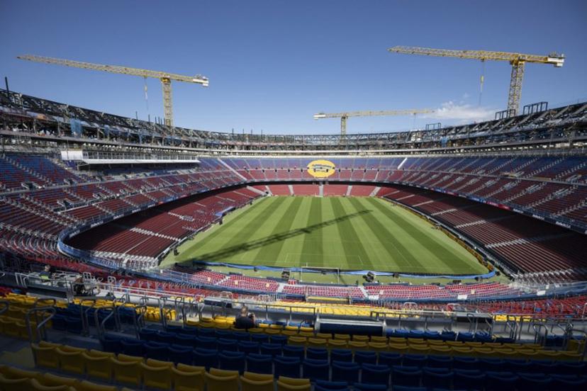 A picture taken on September 23, 2025 shows the newly renovated FC Barcelona Camp Nou Stadium in Barcelona.  FC Barcelona officials say the stadium is ready to reopen and they are awaiting authorisation from local authorities to be able to host the first match in the renovated Camp Nou stadium. Josep LAGO / AFP