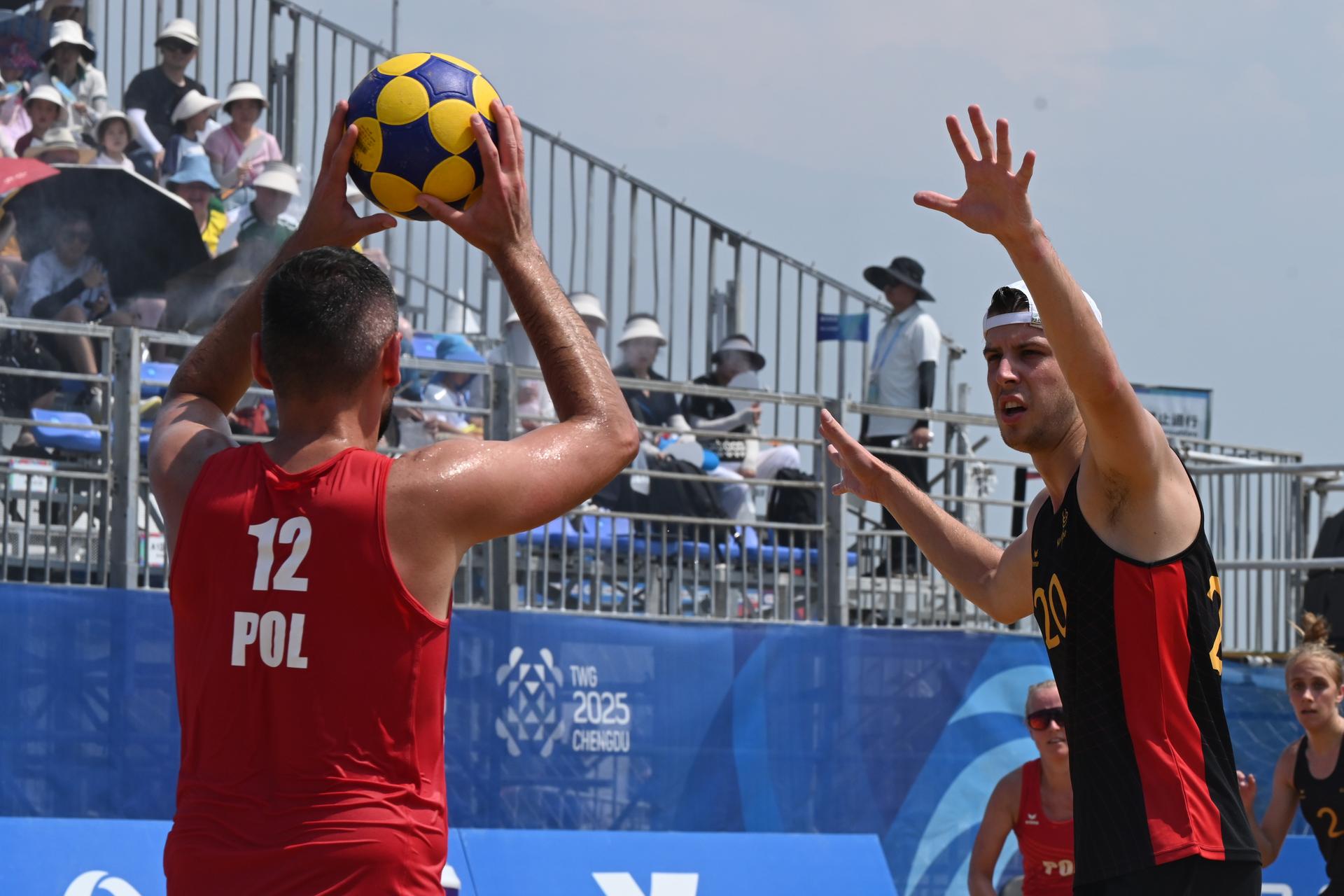ATTENTION EDITORS - HANDOUT PICTURE - EDITORIAL USE ONLY - MANDATORY CREDIT BOIC - COIB   - Cedric Schoumacker of The Belgian Scorpions pictured during the beach korfball event at;  the World Games 2025, in Chenghdu, China, on Friday 15 AUgust 2025. This year, the World Games take place from 07 to 17 augustus. PHOTO HANDOUT BOIC - COIB