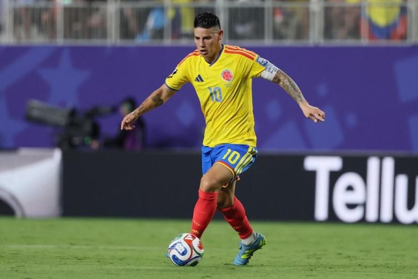 Colombia's midfielder #10 James Rodriguez controls the ball during the 2026 World Cup round of 32 football match between Colombia and Ghana at the Kansas City Stadium in Kansas City on July 3, 2026.   Odd ANDERSEN / AFP