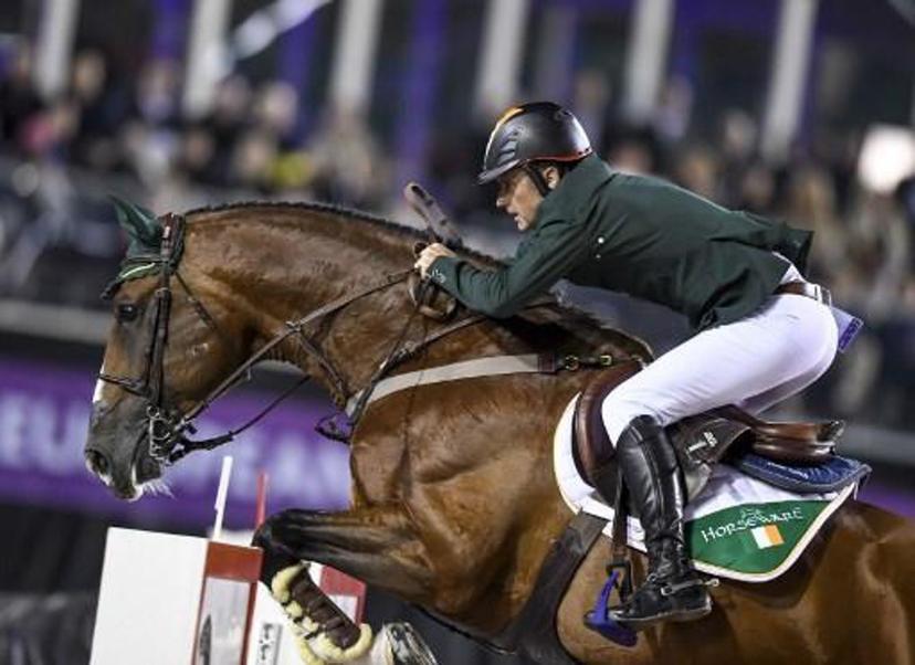 Denis Lynch of Ireland rides his horse All Star 5 during the team competition jumping event, round 2, during the Longines FEI European Championships at Ullevi Stadium in Gothenburg, Sweden, on August. 25, 2017.  Pontus LUNDAHL / TT News Agency / AFP Sweden OUT SWEDEN OUT

