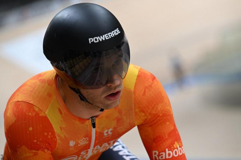 Netherlands' Harrie Lavreysen competes in the men's sprint semifinal at the 2026 UCI Track World Championships at the Shanghai Velodrome in Shanghai on October 18, 2026.  JADE GAO / AFP
