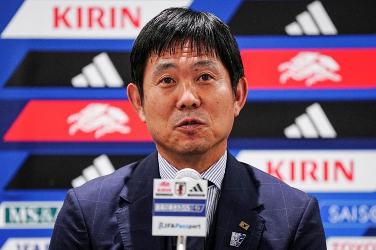 Japan's football head coach Hajime Moriyasu attends a press conference in Tokyo on July 2, 2026.  Yuichi YAMAZAKI / AFP