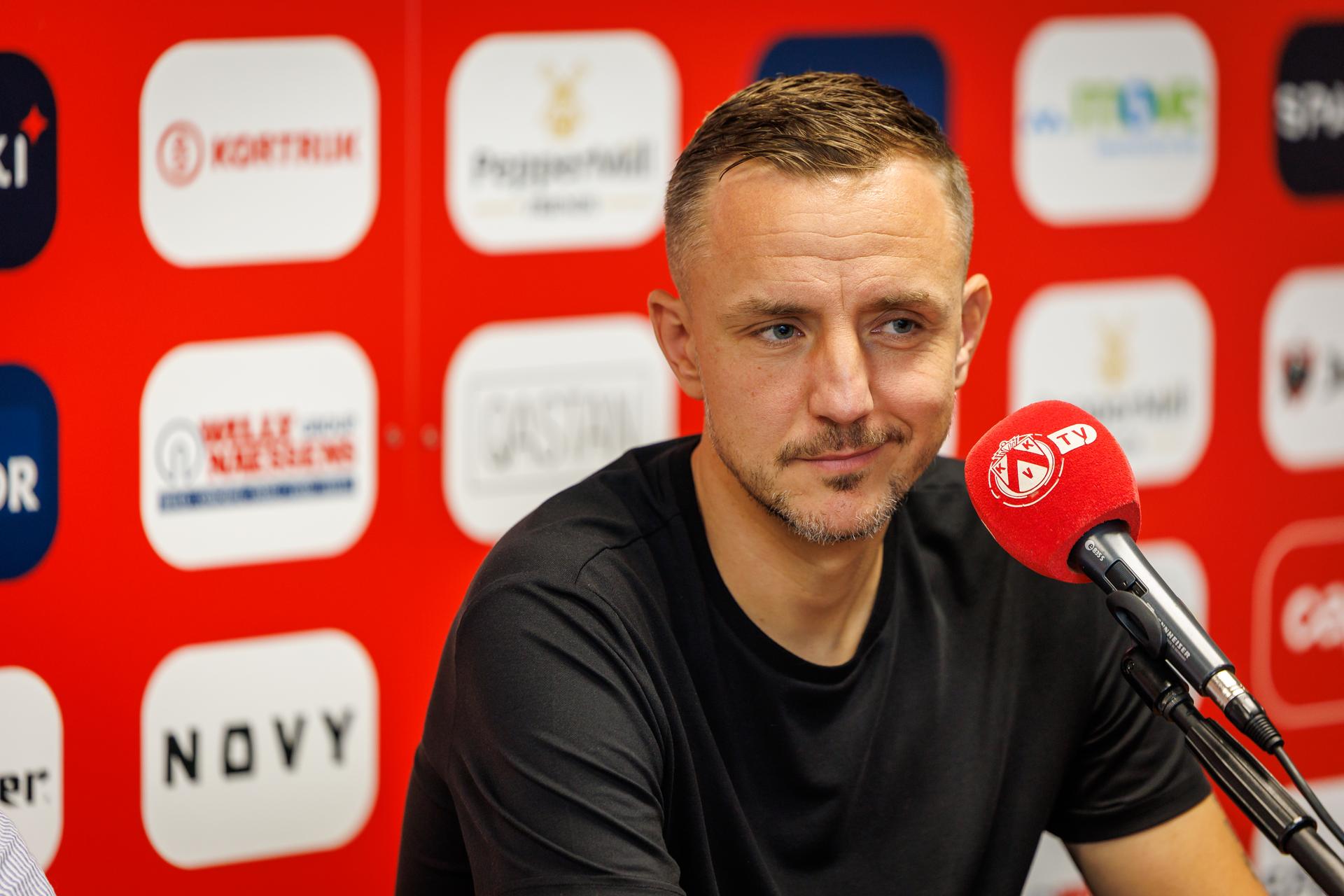 Kortrijk's head coach Daniel Beichler pictured during a press conference of Belgian soccer team KV Kortrijk, to present Austrian Beichler as new head coach, Wednesday 7 October 2026 in Kortrijk. BELGA PHOTO KURT DESPLENTER