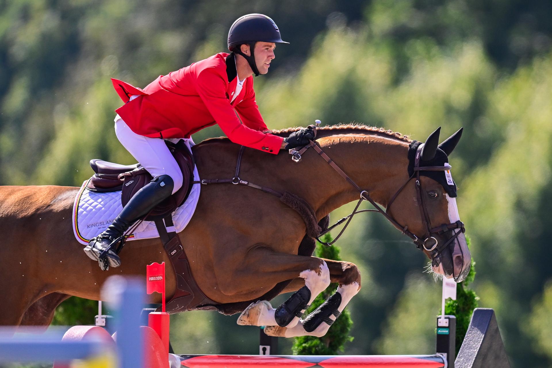 Belgian rider Gilles Thomas and his horse Ermitrage Kalone pictured in action during the Equestrian Mixed Individual Jumping final at the Paris 2024 Olympic Games, on Tuesday 06 August 2024 in Paris, France. The Games of the XXXIII Olympiad are taking place in Paris from 26 July to 11 August. The Belgian delegation counts 165 athletes competing in 21 sports. BELGA PHOTO DIRK WAEM