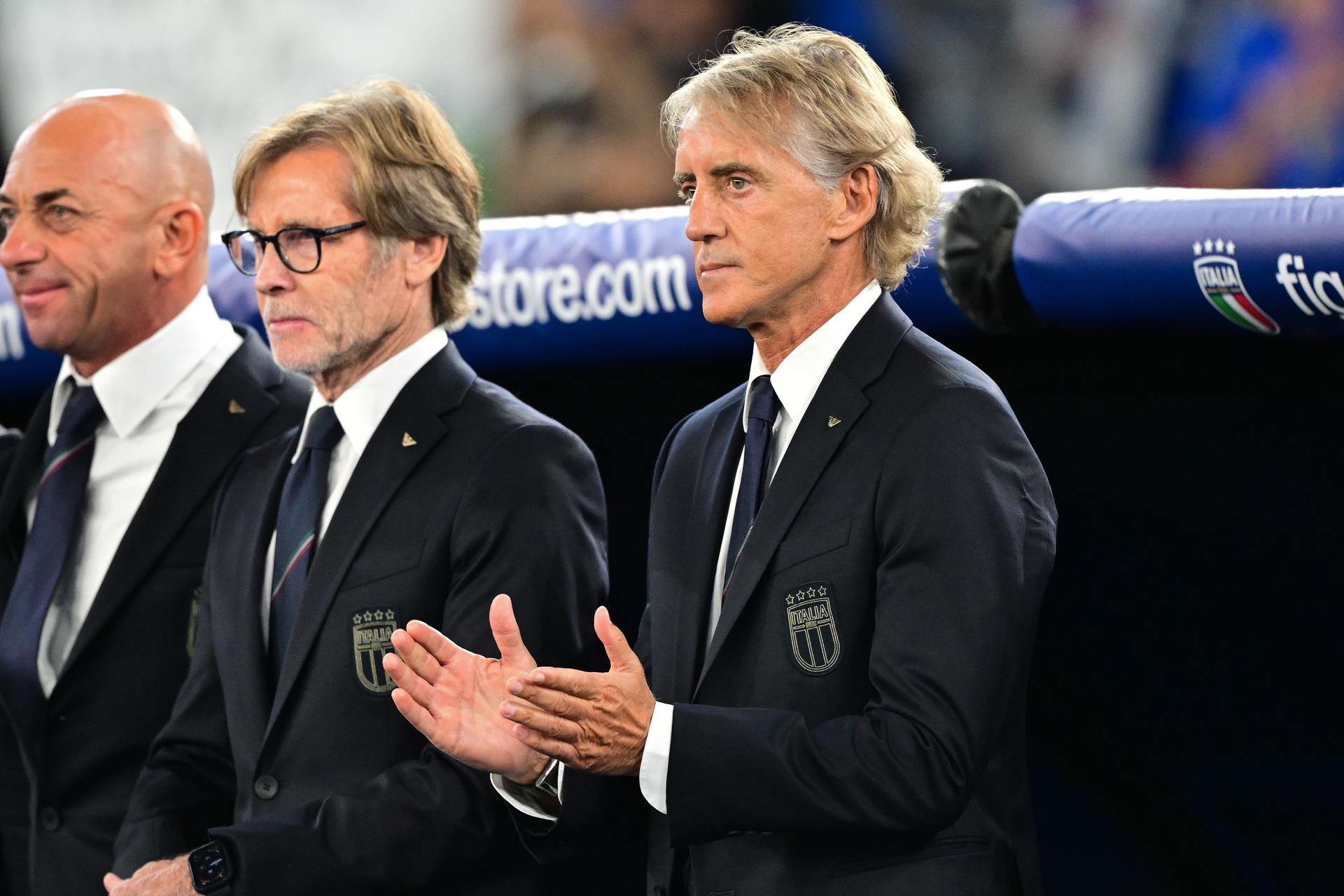 Italian head coach Roberto Mancini pictured during a soccer game between the Red Devils, the Belgian national soccer team and Italy for the opening game of the UEFA Nations League, in Rome, on Friday 25 September 2026. BELGA PHOTO DIRK WAEM