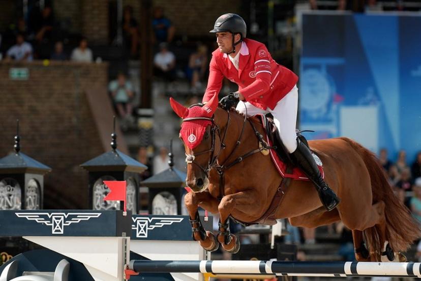 Belgium's Nicola Philippaerts on the horse H&M LUNA VAN'T RUYTERSHOF Z competes during the Global Champions League 1.55m Round 1 Team Competition of the Longines Global Champions Tour at Stockholm's historic Olympic Stadium, Sweden, on June 29, 2024.  Oscar OLSSON / TT News Agency / AFP