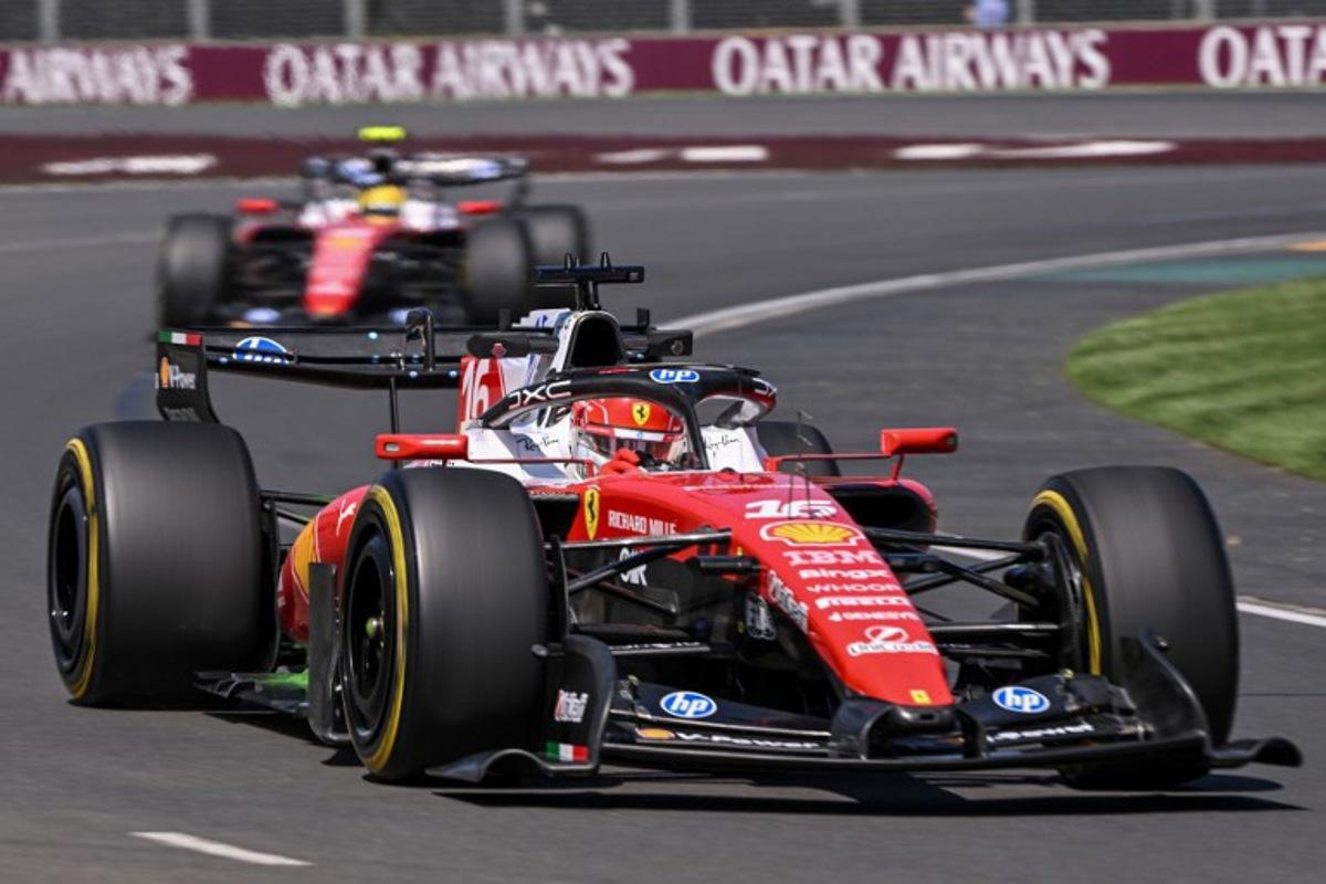 Ferrari's Monegasque driver Charles Leclerc drives during the first practice session of the Formula One Australian Grand Prix at the Albert Park Circuit in Melbourne on March 6, 2026.   WILLIAM WEST / AFP