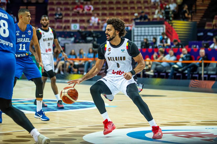 Belgium's Jean-Marc Mwema pictured in action during a basketball match between Belgium's national team Belgian Lions and Israel, Tuesday 02 September 2025 in Katowice, Poland, the fourth game of the group stage of the Eurobasket 2025 European championships, in the group D. BELGA PHOTO LUKASZ SKWIOT *** BELGIUM ONLY ***
