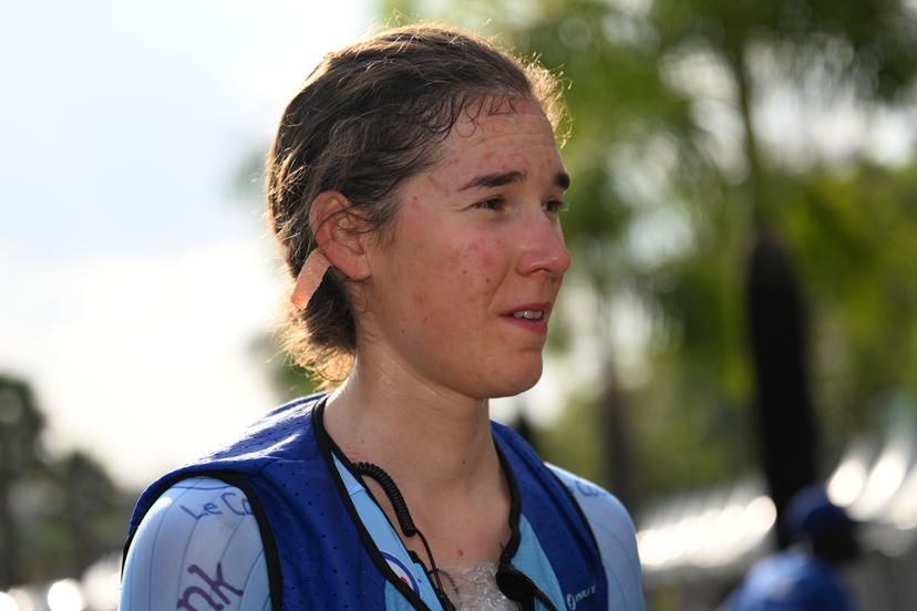 Belgian Marieke Meert pictured after the Team Time Trial Mixed Relay race (41,8km) at the cycling road world championships, in Kigali, Rwanda, Wednesday 24 September 2025. The 2025 UCI Road World Championships take place from 21 to 28 September in Kigali, Rwanda. BELGA PHOTO DIRK WAEM