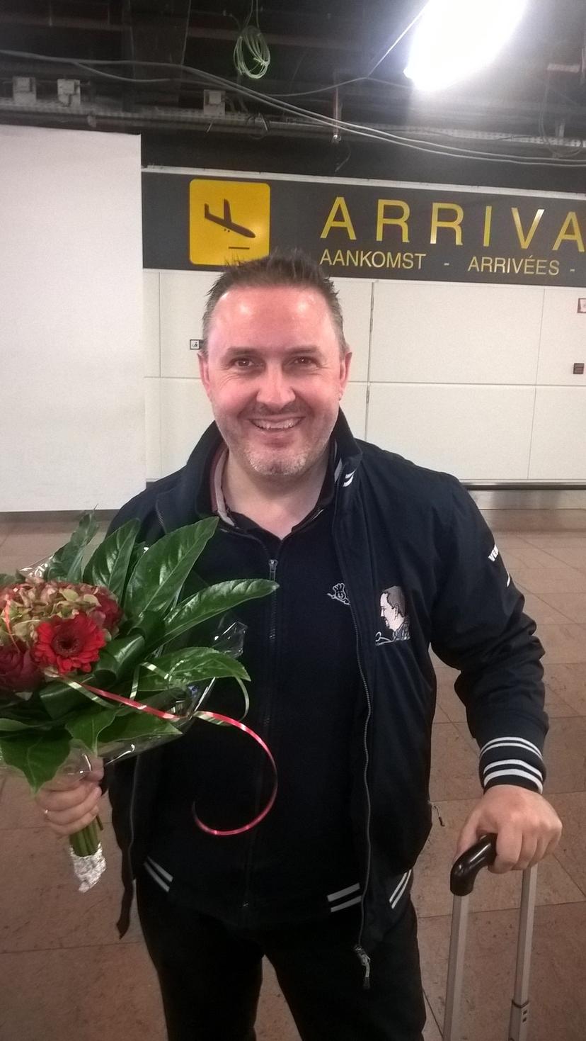 ATTENTION EDITORS - BEST QUALITY AVAILABLE  Belgian Frederic Caudron, new world champion, pictured at his arrival at Zaventem airport, back from the world championship in Santa Cruz, Bolivia, Tuesday 14 November 2017. BELGA PHOTO TOON SACRE