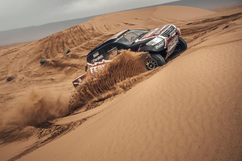 ATTENTION EDITORS - HAND OUT PICTURES - EDITORIAL USE ONLY - MANDATORY CREDIT:  'ALESSIO CORRADINI'   Hand out picture released on Friday 11 April 2025 by Eric Dupain shows Belgian Koen Wauters in his car at stage seven of the Morocco Desert Challenge rally rally race, from Assa to Foum Zguid, on Friday 11 April 2025.  *** Belga and Belga Editorial Board decline all responsibility regarding the content of this picture. *** PHOTO HAND OUT ALESSIO CORRADINI