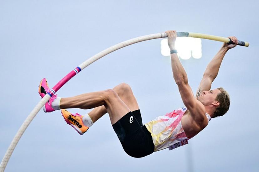 Belgium's Ben Broeders competes in the men's pole vault final during the European Athletics Championships at Alexander Stadium in Birmingham on August 16, 2026.  Ben STANSALL / AFP