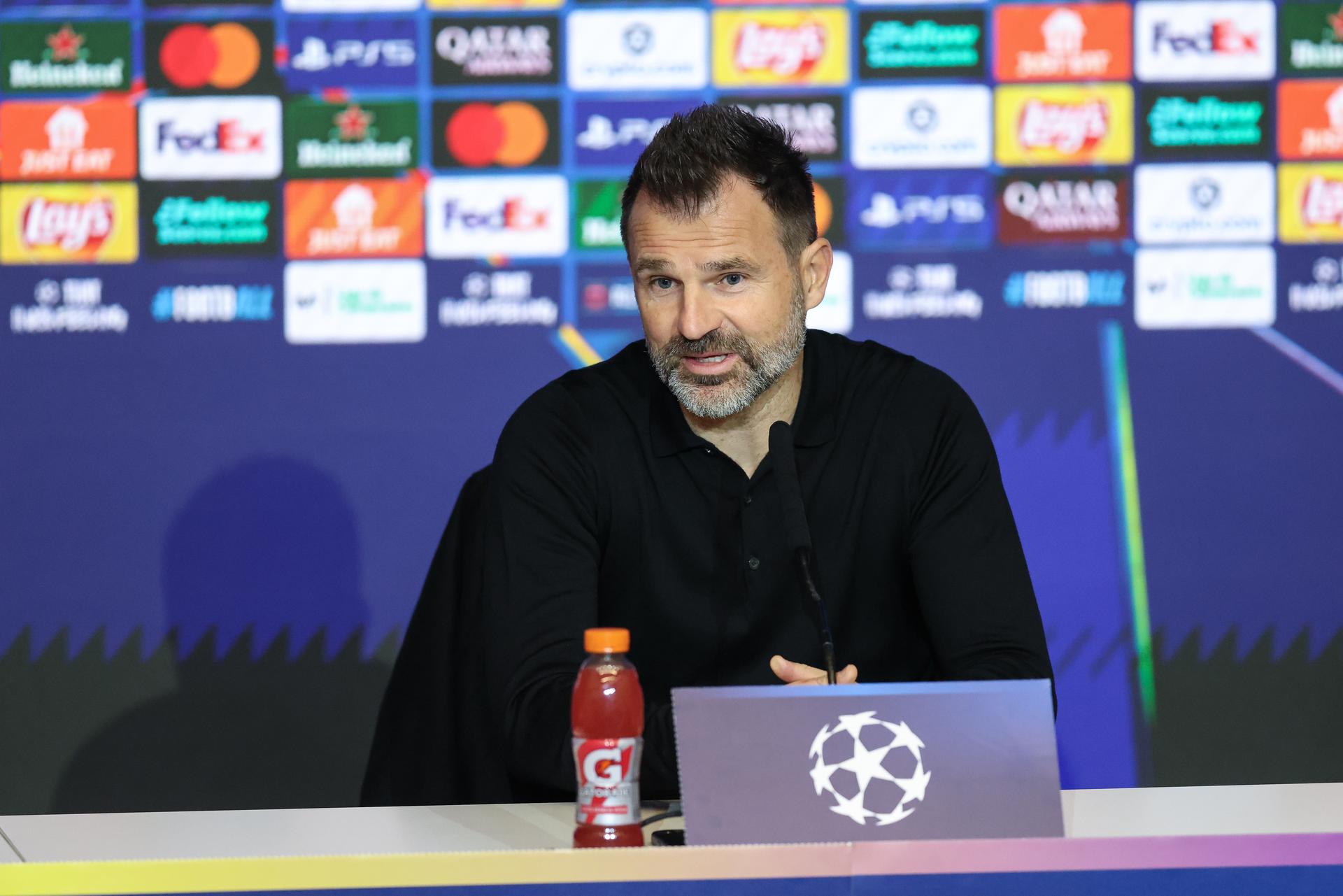 Club's head coach Ivan Leko pictured during a press conference of Belgian soccer team Club Brugge, in Madrid, on Monday 23 February 2026. Tomorrow, Club Brugge will play against Spanish team Atletico Madrid, a return leg game in the Knockout phase play-offs of the UEFA Champions League tournament. BELGA PHOTO BRUNO FAHY