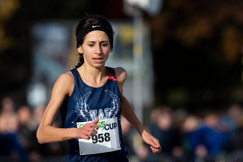 Belgian Chloe Herbiet pictured in action during the women's race at the Mol crosscup athletics event, the second stage of the CrossCup competition, Sunday 07 November 2021 in Mol. BELGA PHOTO KRISTOF VAN ACCOM