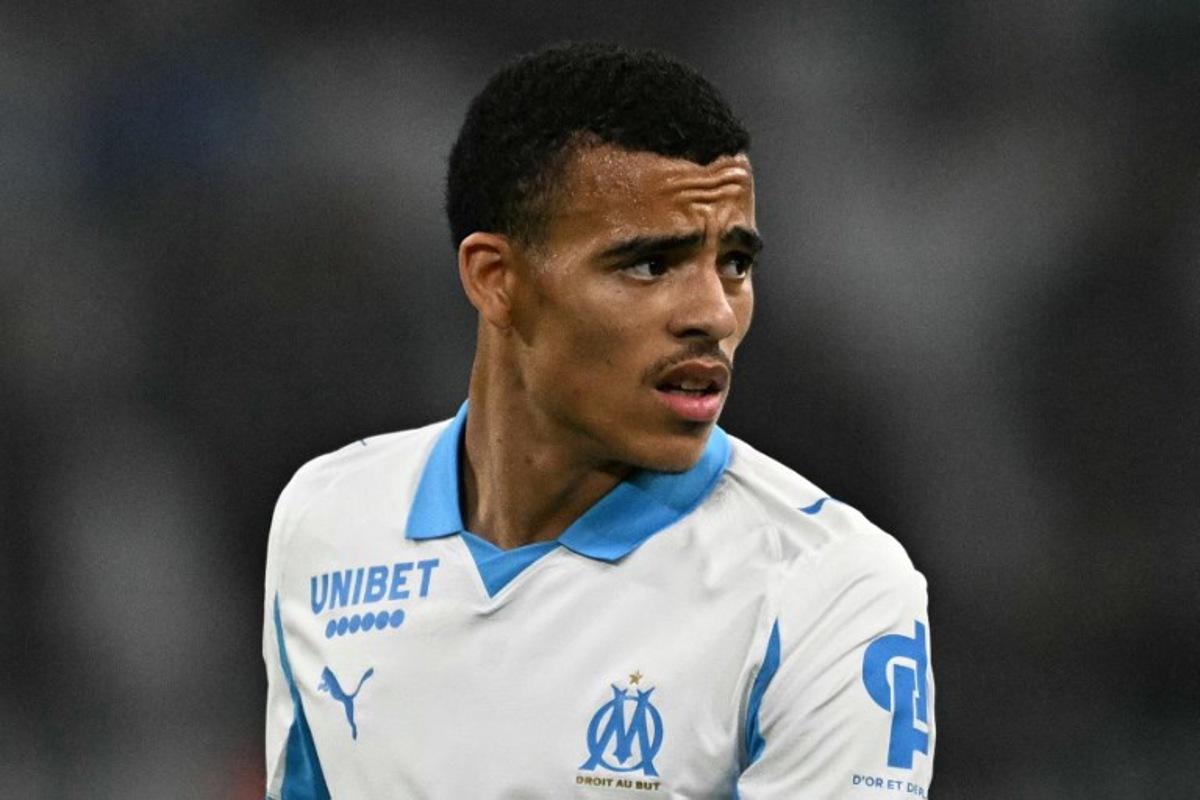 Marseille's English forward #10 Mason Greenwood reacts during the French L1 football match between Olympique de Marseille (OM) and Stade Rennais FC at the Stade Velodrome in Marseille, southern France, on May 17, 2026.  Gabriel BOUYS / AFP