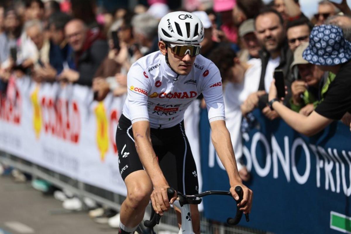 UAE Team Emirates - XRG Spanish rider Igor Arrieta arrives at the presentation prior the 7th stage of the Giro d'Italia 2026 - Tour of Italy cycling race between Formia and Blockhaus, Italy, on May 15, 2026.  Luca Bettini / AFP