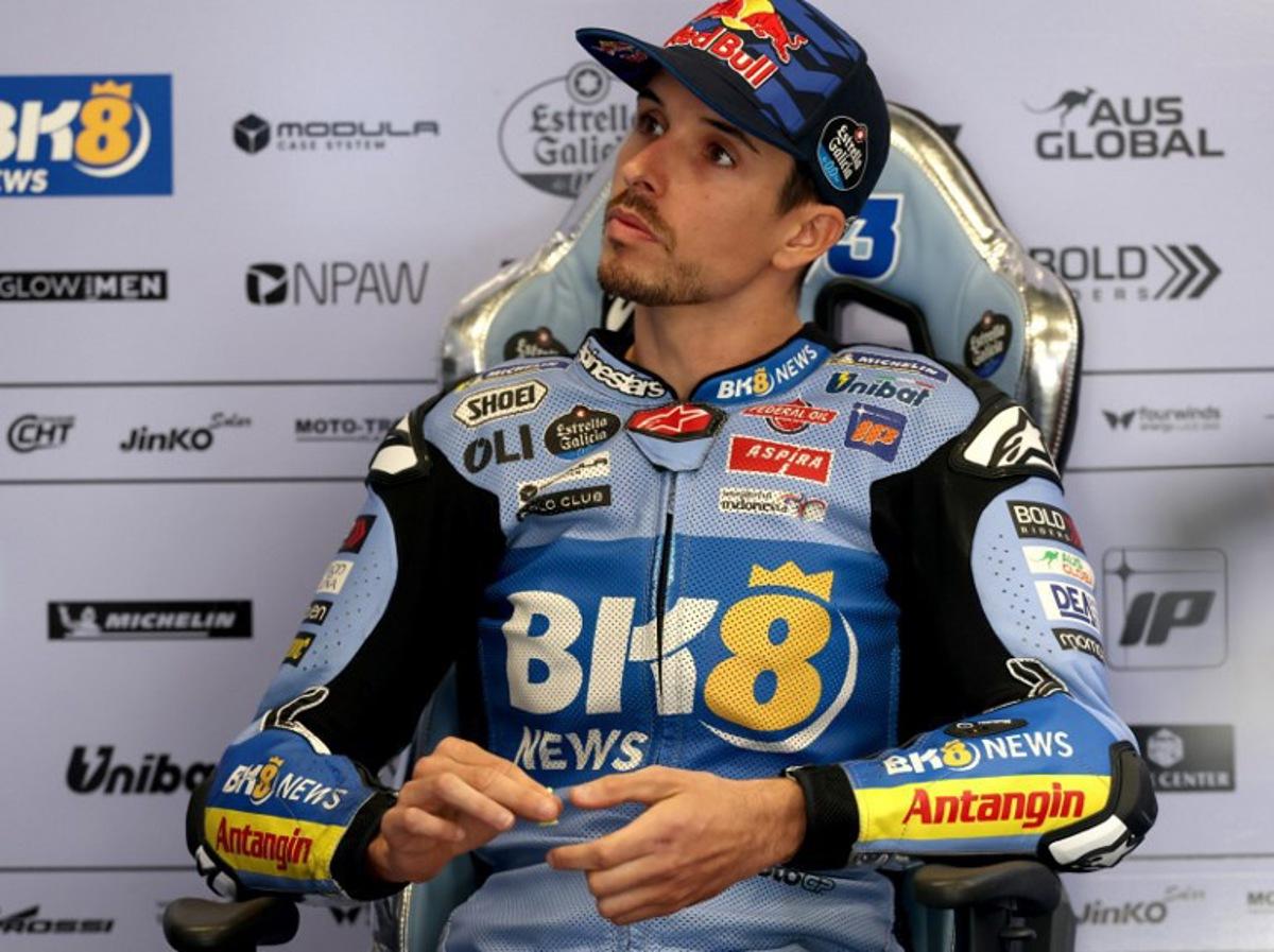 BK8 Gresini Racing MotoGP team's Spanish MotoGP rider Alex Marquez sits in his box prior the second MotoGP free practice session of the Moto Grand Prix of Catalonia at the Circuit de Catalunya on September 6, 2024 in Montmelo on the outskirts of Barcelona.  Lluis GENE / AFP