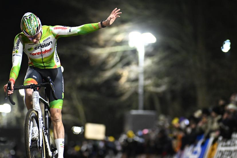 Belgian Joran Wyseure pictured in action during the men elite race of Diegem Cross cyclocross cycling event, Tuesday 30 December 2025 in Diegem, stage 6/8 in the Superprestige cyclocross cycling competition. BELGA PHOTO JASPER JACOBS
