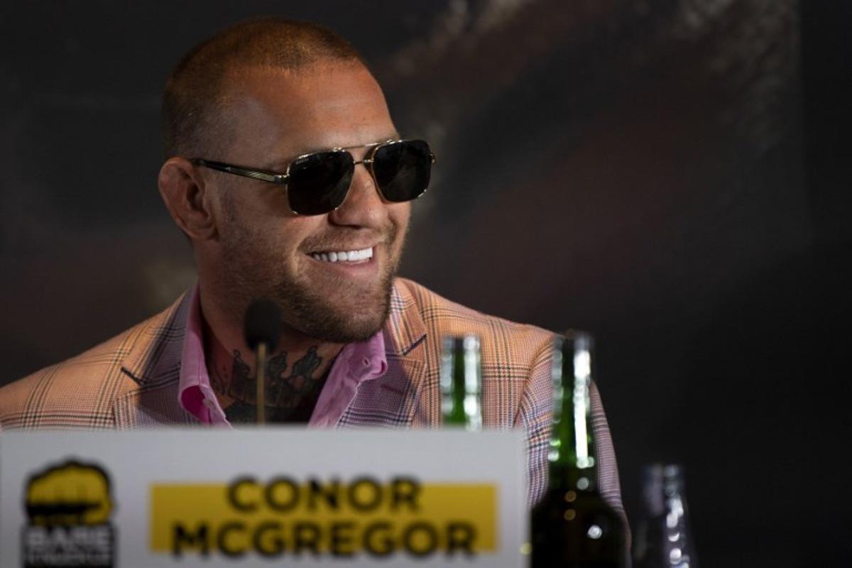 Irish MMA fighter Conor McGregor smiles during the presentation of the Bare Knuckle Fighting Championship (BKFC) in Marbella on July 18, 2024, ahead of the fight between Tenaglia and Soto set to October 12, 2024.  JORGE GUERRERO / AFP