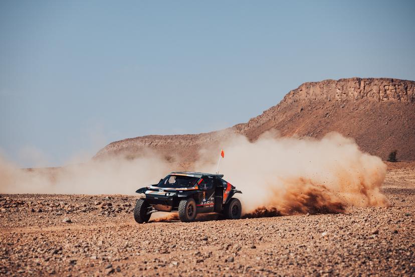 ATTENTION EDITORS - HANDOUT PICTURES - EDITORIAL USE ONLY MANDATORY CREDIT DACIA SANDRIDERS -   This handout picture, released by Dacia Sandriders on Wednesday 30 September 2026 shows Sébastien Loeb and Edouard Boulanger during stage 1 of the WRC Rally of Morocco on 29 September 2026.    - Belga and Belga editorial board decline all responsability regarding the content of this picture. PHOTO HANDOUT Dacia Sandriders