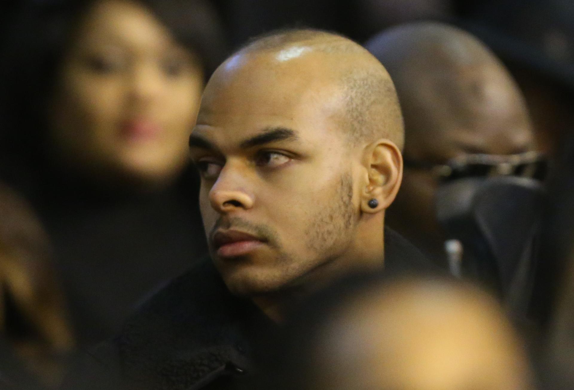 20150120 - BRUSSELS, BELGIUM: Belgium's Marvin Ogunjimi pictured during the funeral ceremony for young soccer player Junior Malanda in Koekelberg basilica in Brussels, Tuesday 20 January 2015. Belgian-Congolese Junior Malanda was the captain of under 21 Belgian national team and he was playing in Germany for Wolfsburg. He died in a car accident on January 10 in Porta Westfalica, in Germany. BELGA PHOTO VIRGINIE LEFOUR