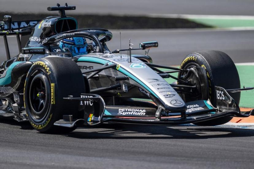 Mercedes' British driver George Russell drives during the first practice session of the Italian Formula One Grand Prix at the Autodromo Nazionale Monza circuit in Monza, northern Italy on September 4, 2026.  Andrej ISAKOVIC / AFP