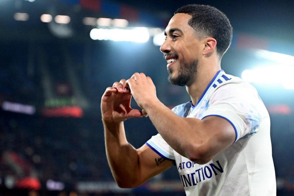 Aston Villa's Belgian midfielder #08 Youri Tielemans celebrates his team's second goal during the UEFA Europa League, league phase, football match between FC Basel and Aston Villa at the St Jakob-Park satdium, in Basel, on December 11, 2025.  SEBASTIEN BOZON / AFP
