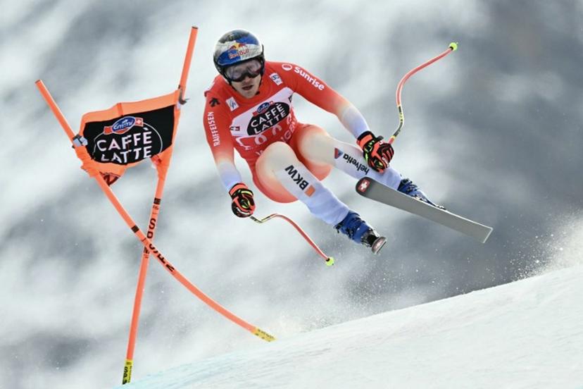 Switzerland's Marco Odermatt competes in the men's Alpine downhill race of the FIS Alpine Skiing World Cup in Wengen, on January 17, 2026.  Fabrice COFFRINI / AFP