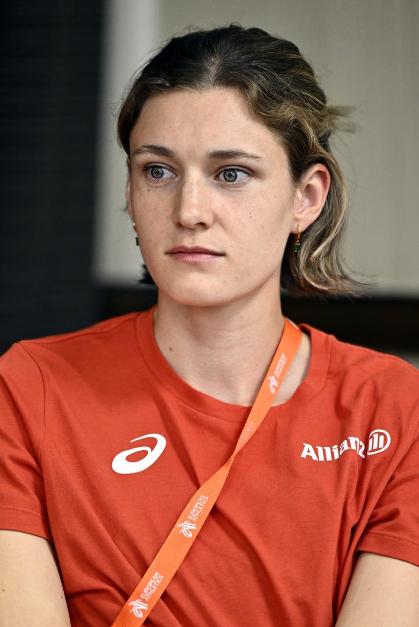 Belgian Helena Ponette pictured during a press conference before the European Athletics Championships (August 10¿18), in Birmingham, United Kingdom, on Saturday 8 August 2026. BELGA PHOTO ERIC LALMAND