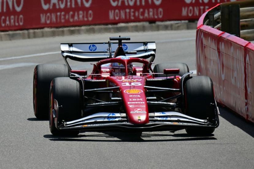 Ferrari's Monegasque driver Charles Leclerc drives during the third practice session for the Formula One Monaco Grand Prix at the Circuit de Monaco, on May 24, 2025.  Andrej ISAKOVIC / AFP