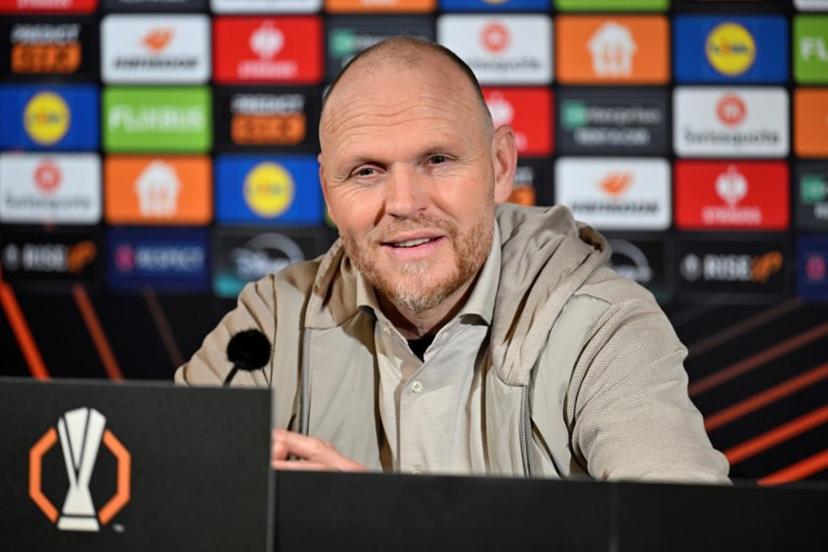 FC Twente's Dutch coach Joseph Oosting addresses a press conference after the UEFA Europa League football match between Malmoe FF and FC Twente in Malmoe, on January 23, 2025. Twente won the match 3-2. Johan NILSSON / TT NEWS AGENCY / AFP