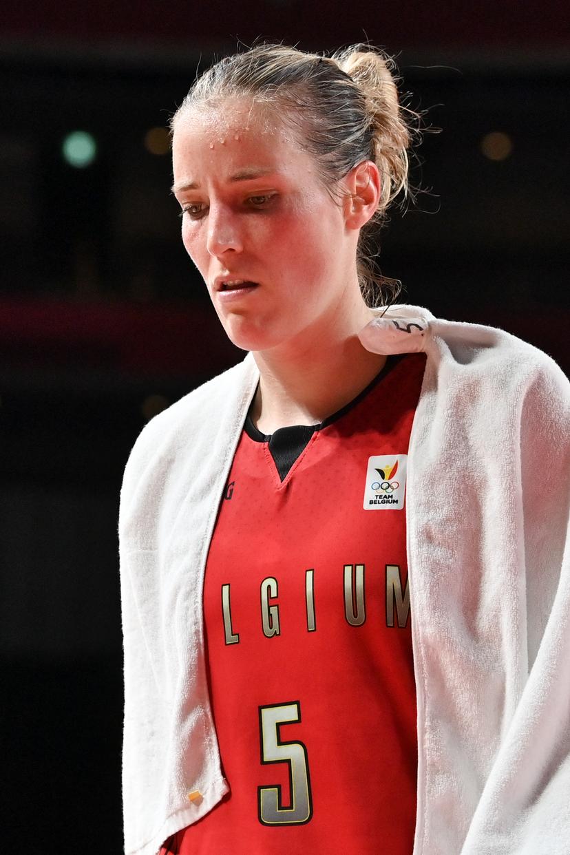 Belgian Cats Kim Mestdagh leaves the court after a basketball game between Belgium's Belgian Cats and China, in the women's preliminary round group C, fourth and last game, on the day 11 of the 'Tokyo 2020 Olympic Games' in Tokyo, Japan on Monday 02 August 2021. The postponed 2020 Summer Olympics are taking place from 23 July to 8 August 2021. BELGA PHOTO DIRK WAEM