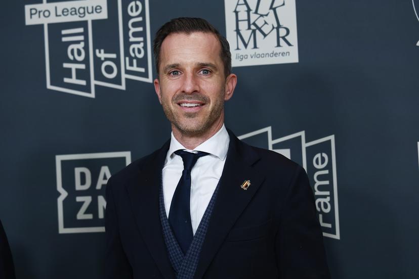 Manu Leroy pictured on the red carpet at the arrival for the Pro League Hall of Fame evening ceremony, Monday 04 November 2024 in Bozar museum in Brussels. The Pro League will unveil the ten legends who will be inducted into its Hall of Fame. BELGA PHOTO BRUNO FAHY