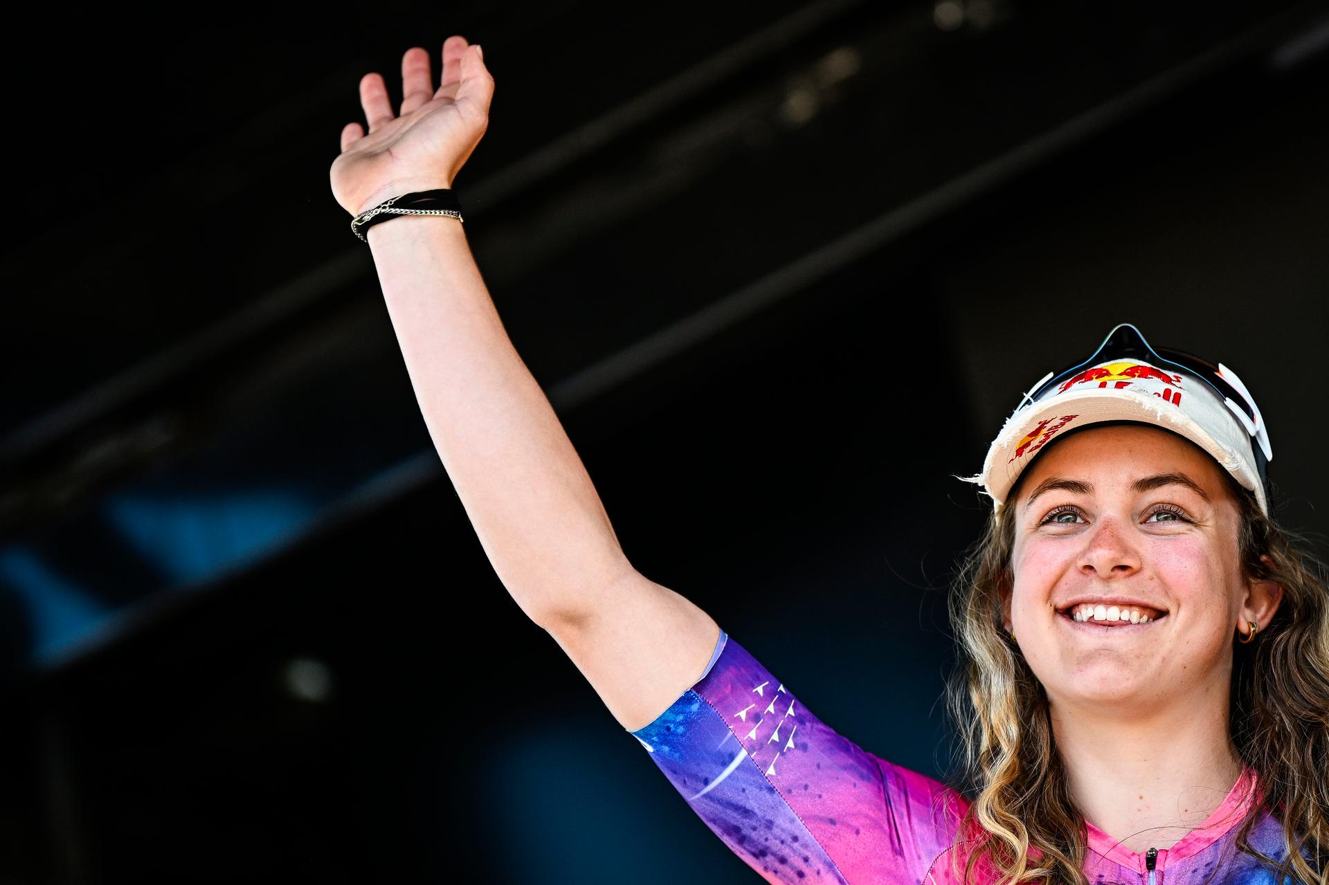 British Zoe Backstedt pictured before pictured at the start of the women's race of the 'Paris-Roubaix' one day cycling race, 148,5 km from Denain to Roubaix, France, on Saturday 12 April 2025. BELGA PHOTO JASPER JACOBS