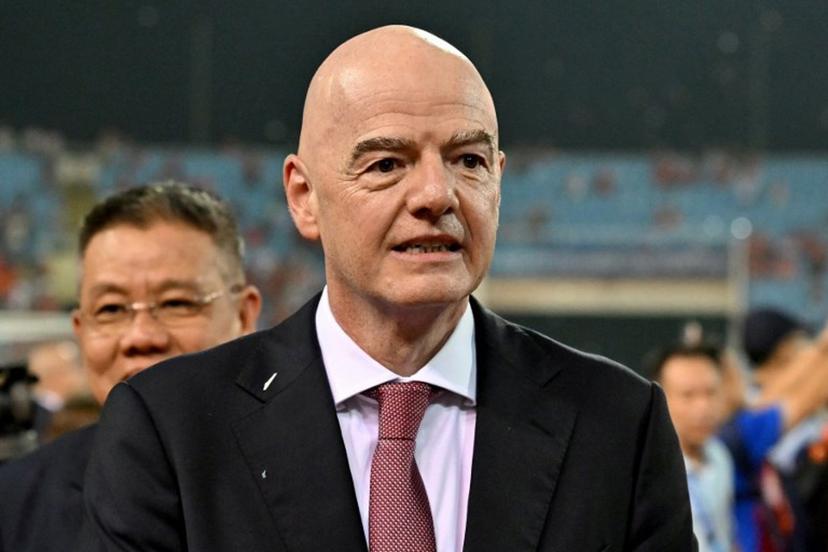 FIFA President Gianni Infantino looks on during the award ceremony at the end of the ASEAN Championship Cup 2026 final football match between Vietnam and Thailand in My Dinh National Stadium in Hanoi on August 26, 2026.  Nhac NGUYEN / AFP