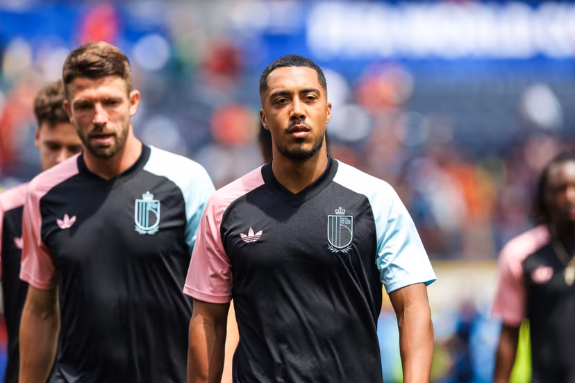 Belgium's Youri Tielemans pictured at the warm up on the field ahead of a soccer game between Spain and Belgian national team Red Devils, on Friday 10 July 2026 in Los Angeles, USA, in the 1/4 finals of the FIFA World Cup 2026. BELGA PHOTO BRUNO FAHY
