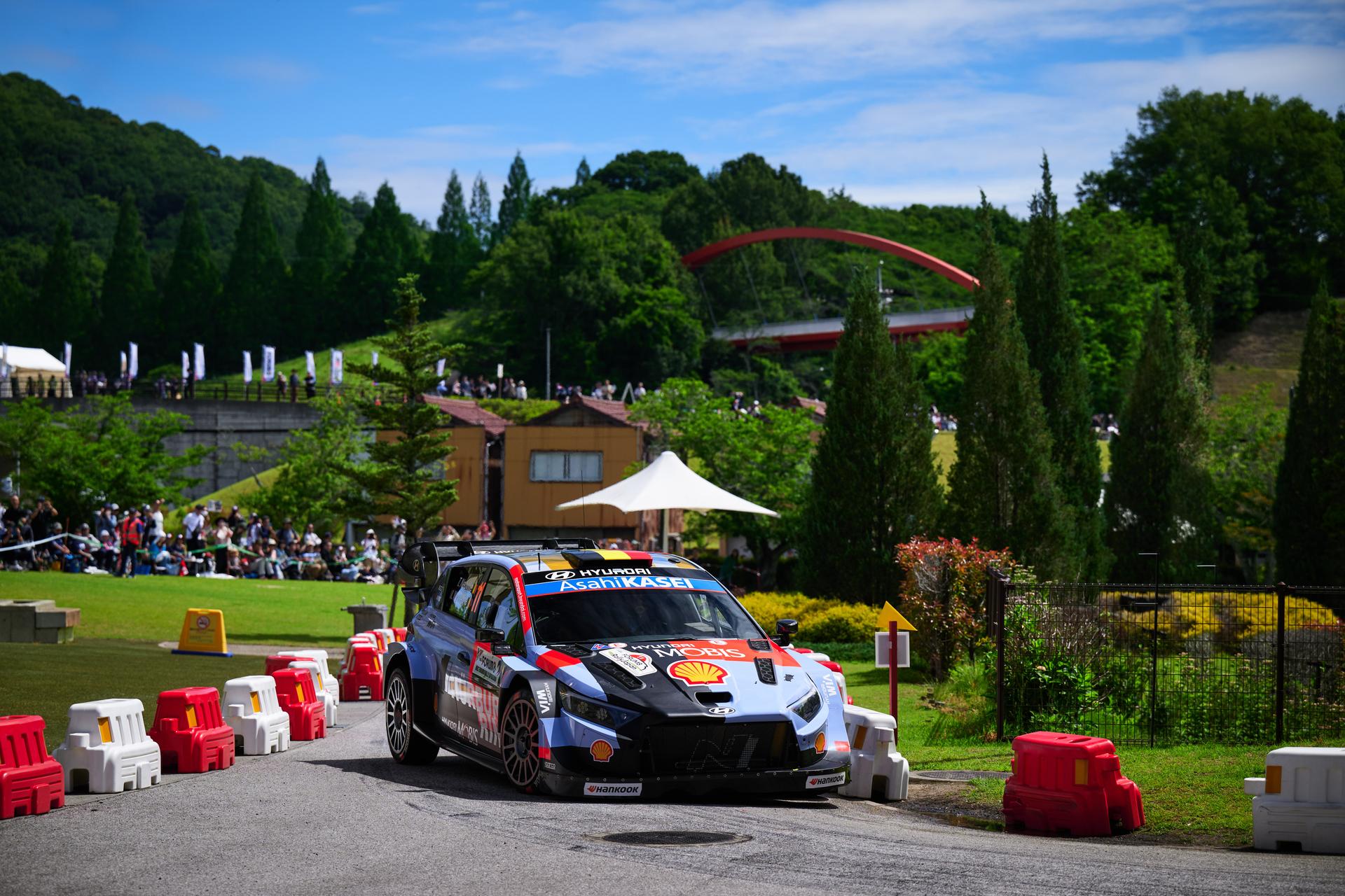 ATTENTION EDITORS - HAND OUT PICTURES - EDITORIAL USE ONLY - MANDATORY CREDIT 'HYUNDAI MOTORSPORT' This handout picture, distributed by Eric Dupain, shows Thierry Neuville and Martijn Wydaeghe in action during the Shakedown event of the Rally Japan WRC event in Toyota City, Japan. PHOTO HANDOUT HANDOUT HYUNDAI MOTORSPORT *** Belga and Belga Editorial Board decline all responsibility regarding the content of this picture. ***