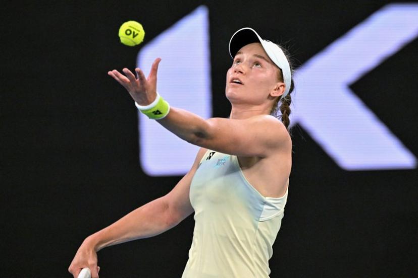Kazakhstan's Elena Rybakina serves against Czech Republic's Tereza Valentova during their women's singles match on day seven of the Australian Open tennis tournament in Melbourne on January 24, 2026. Paul Crock / AFP