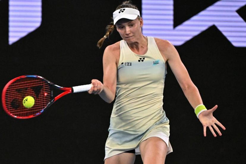 Kazakhstan's Elena Rybakina hits a shot against Czech Republic's Tereza Valentova during their women's singles match on day seven of the Australian Open tennis tournament in Melbourne on January 24, 2026. Paul Crock / AFP