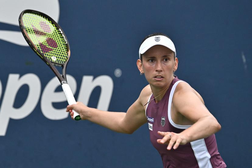 Elise Mertens of Belgium plays against Kaitlin Quevedo of Spain during the Women's singles Round 1 of the 2026 US Open Tennis Championship, USTA Billie Jean King National Tennis Center in Flushing Meadow-Corona Park, in the Queens borough of New York, NY, September 1, 2026. (Photo by Anthony Behar/Sipa USA) BELGA PHOTO BENELUX ONLY