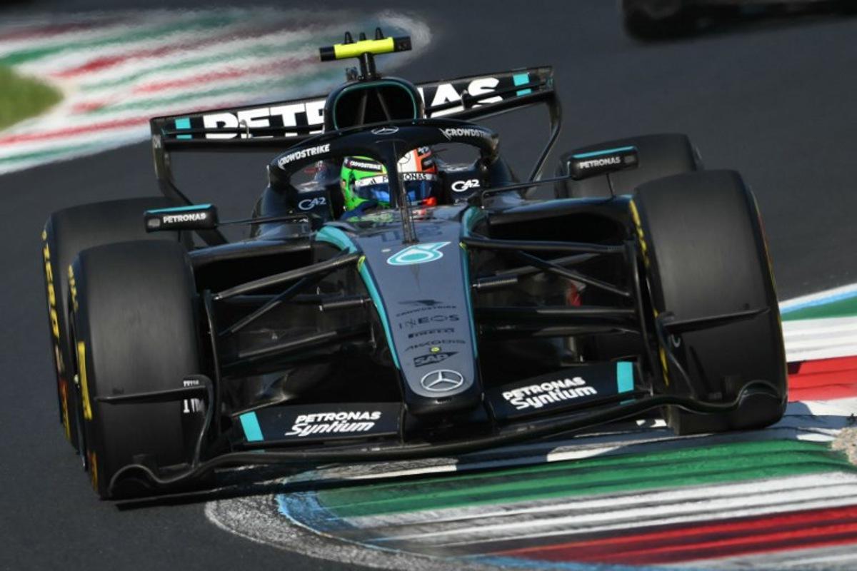 Mercedes' Italian driver Kimi Antonelli competes during the Italian Formula One Grand Prix at the Autodromo Nazionale Monza circuit in Monza, northern Italy on September 6, 2026. Marco BERTORELLO / AFP