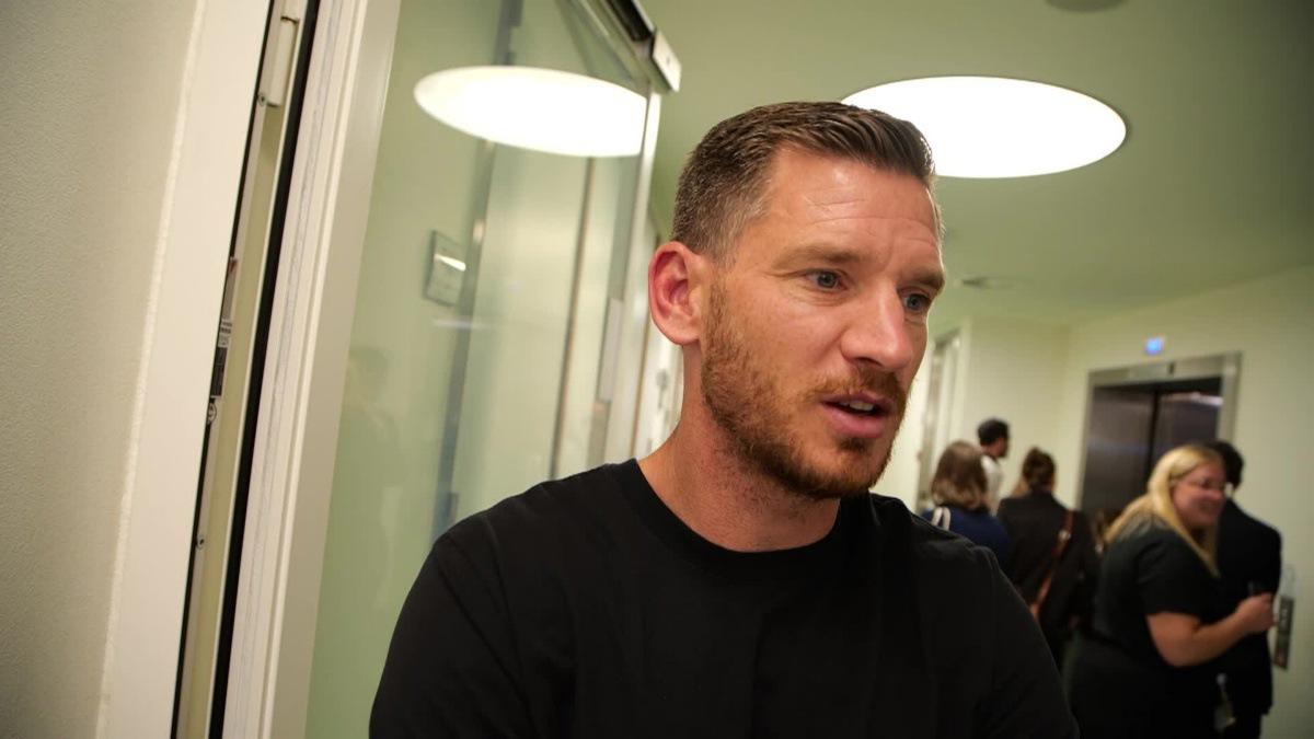 Video showing Video shows an interview in dutch with Jan Vertonghen, talking about the launch of the 'Infuutsen' initiative by the Queen Mathilde Mother and Child Centre at the UZA, in collaboration with the Jan Vertonghen Foundation and Levensloop van Stichting tegen Kanker (Life Course of the Foundation Against Cancer) on October 1, 2025 in Edegem. The Infuuts is a stable tricycle that can be easily connected to the Mobilyzer or FM Mobil from B Braun. Thanks to its clever design, children can ride around freely without their parents or carers having to push the infusion pole. BELGA VIDEO ROBBE VANDEGEHUCHTE