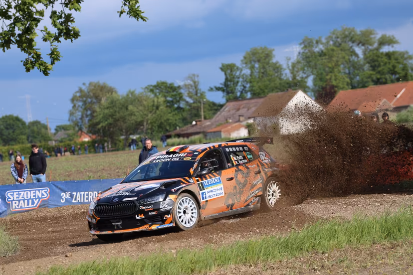 ATTENTION EDITORS - HAND OUT PICTURES - EDITORIAL USE ONLY - MANDATORY CREDIT 'BRC Belgian Rally Championship' This handout picture, distributed by Eric Dupain, shows Maxime Potty in action during the Sezoensrally rally race of the BRC 2025 in Bocholt on Saturday 16 May 2026. BELGA PHOTO HANDOUT BRC